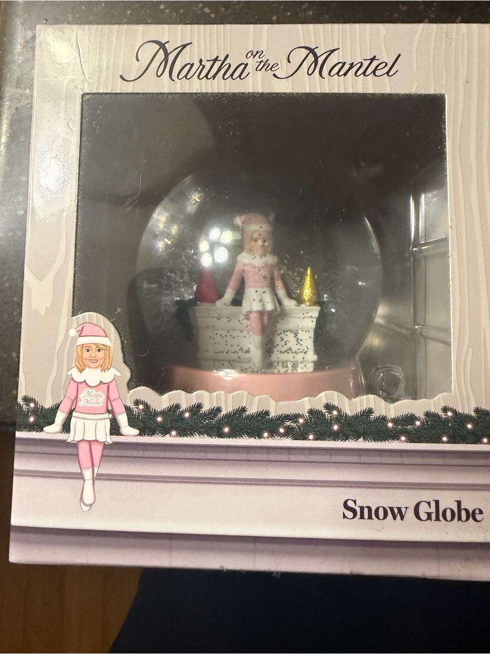Martha Stewart Pink and White Holiday Snow Globe